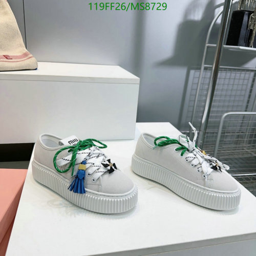 Miu Miu Women's White Wool & Cowhide Platform Sneakers - MS8729