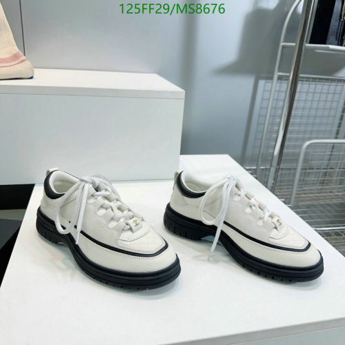 Chanel Women's Leather Sneakers Lace-Up Round Toe Chunky Sole MS8676