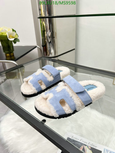 Hermes Women's MS9598 Wool Slippers - Stylish Comfort in Blue