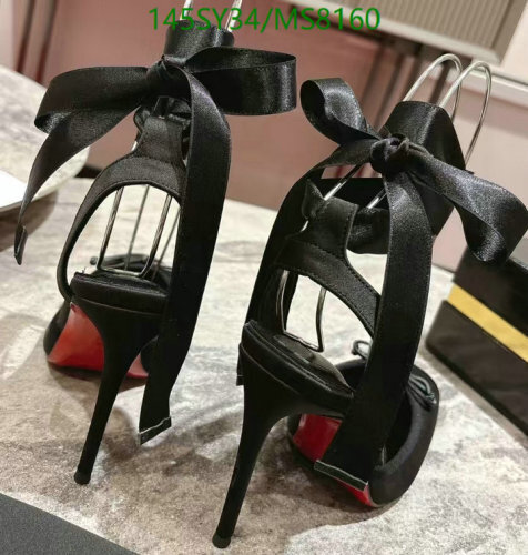 Christian Louboutin Black Satin Heeled Sandals with Ankle Ribbon Tie - 10cm