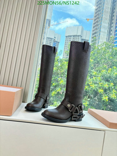 Women's High Boots Cowhide Leather Buckle Strap Knee High Boots EU35-41