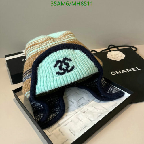 Chanel MH8511 Wool Blend Trapper Hat with Ear Flaps - Mint, Brown, Navy