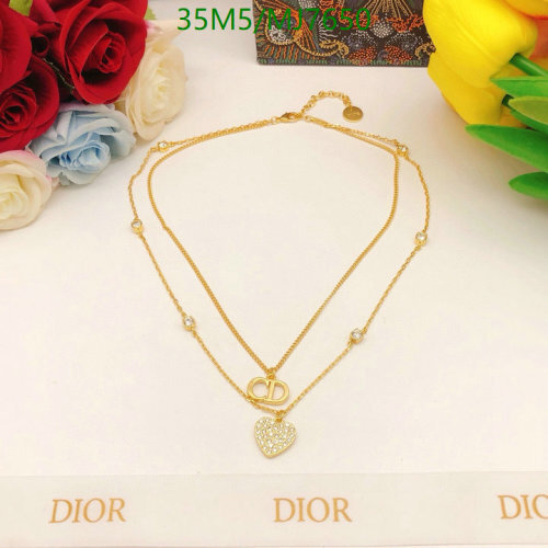 Dior MJ7650 Gold-Tone Finish Metal Double Chain Necklace With Heart-Shaped Pendant 3 Dior MJ7650 Gold-Tone Finish Metal Double Chain Necklace With Heart-Shaped Pendant