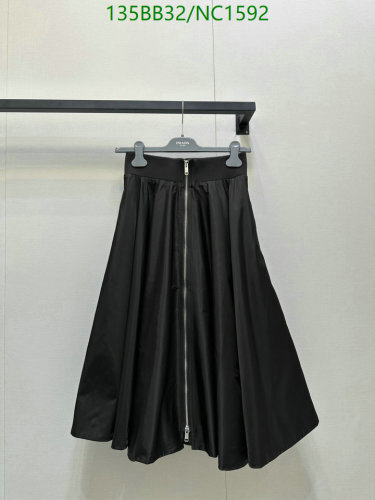 Prada Women's Black Midi Skirt with Front Zipper Closure, Sizes S-L