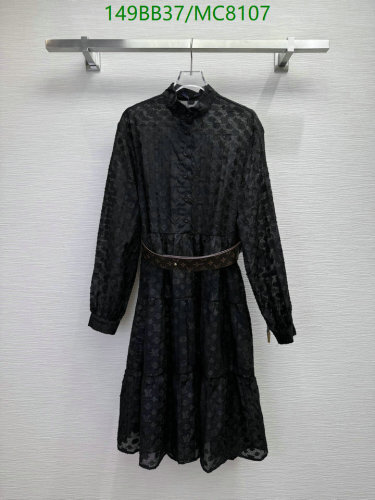 Louis Vuitton Women's Black Tencel-Cotton Blend Long Sleeve Midi Dress