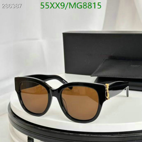 Yves Saint Laurent MG8815 Black Frame Cat Eye Sunglasses with Brown Lenses