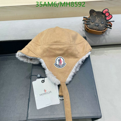 Moncler MH8592 Beige Furry Winter Hats, Premium Quality, Warm and Stylish