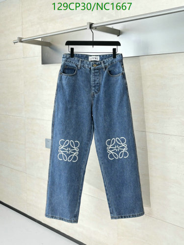 Loewe Men's Blue Denim Jeans with White Logo Embroidery, Sizes 46-52