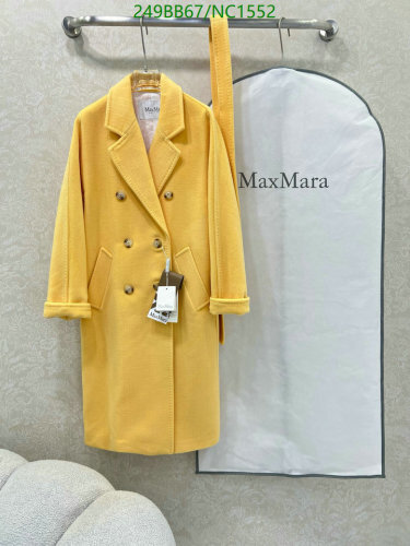MaxMara Women's Cashmere Coat, Elegant Double-Breasted Design, Yellow