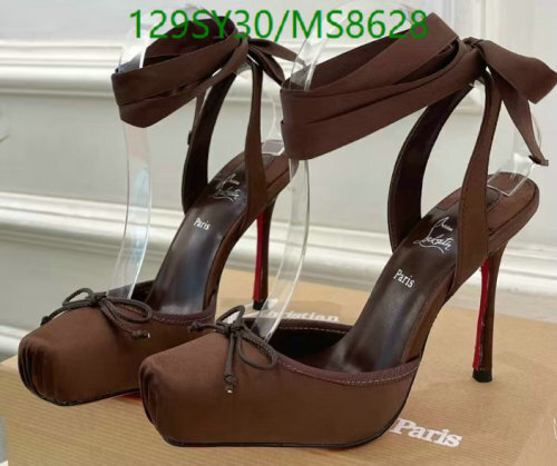 Christian Louboutin MS8628 Brown Tie Ankle Heeled Shoes - EU35-41, 10cm Heel