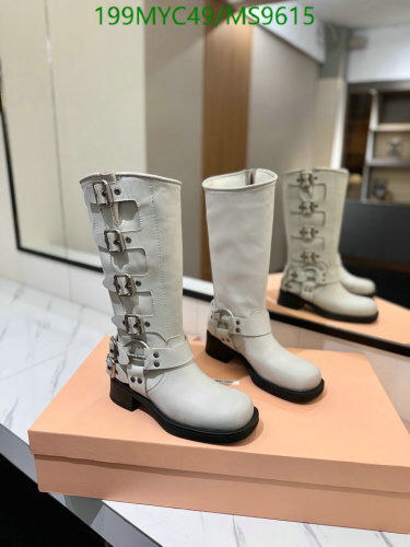 Women's Calf Length Motorcycle Boots with Buckle Detail in Cowhide Leather