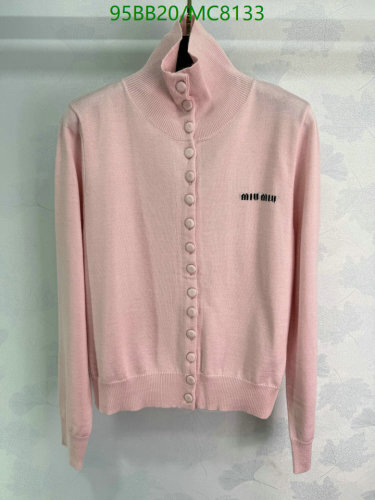 Miu Miu Wool Cardigan, Pink, Button Down, High Neck, Women's Knitwear