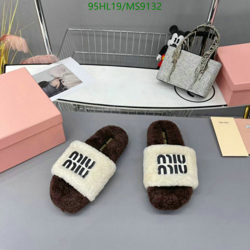 Miu Miu Women's Wool Slippers with Embroidered Logo - Cozy & Stylish