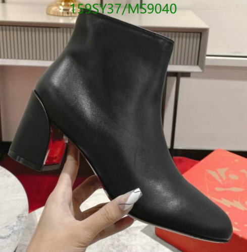 Christian Louboutin Black Leather Ankle Boots Women Shoes MS9040