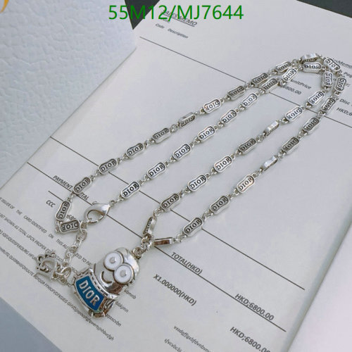 Dior Silver-Tone Brass Chain Necklace With "Dior" Pendant, 45 cm