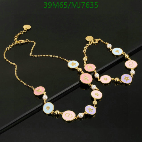 Dior MJ7635 Gold-Tone Finish Metal Necklace and Bracelet Set