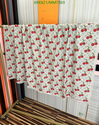 Louis Vuitton Silk Cashmere Blend Scarf with Cherry Print, 140x140cm