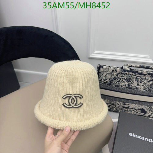 Elegant Knitted Bucket Hat with CC Logo - Stylish Winter Headwear
