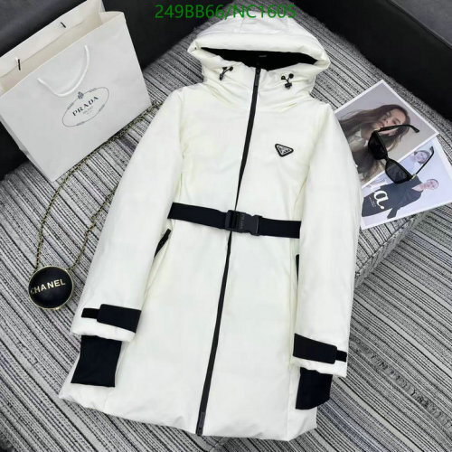 Prada Women's White Goose Down Padded Jacket with Belt - Sizes S to L