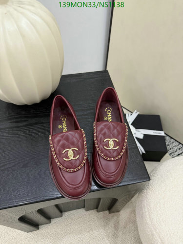 Chanel Women's Burgundy Leather Loafers with Gold Chain Detail - EU34-41