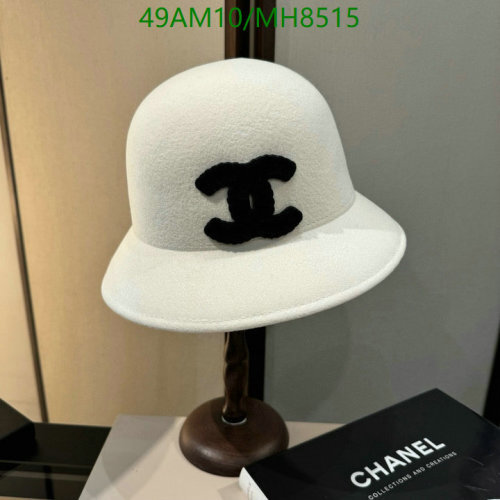Elegant Chanel White Wool Bucket Hat with Iconic Logo - MH8515