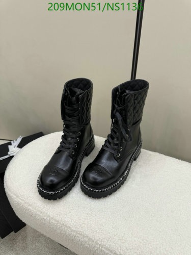 Chanel Women's Black Leather Quilted Combat Boots - EU34 to EU41