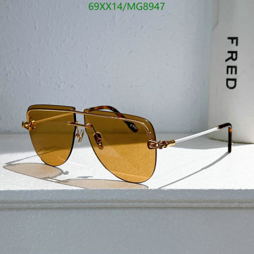 FRED MG8947 Aviator Sunglasses - Gold Frame, Brown Lens, 61-10-145