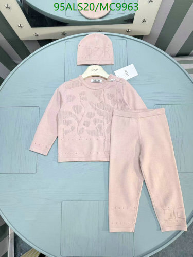 Dior Kids Pale Pink Knitwear Set with Hat, Long Sleeves, and All-Over Pattern