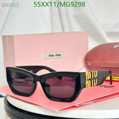 Miu Miu MG9298 Black Cat Eye Sunglasses with Gold Logo Detail