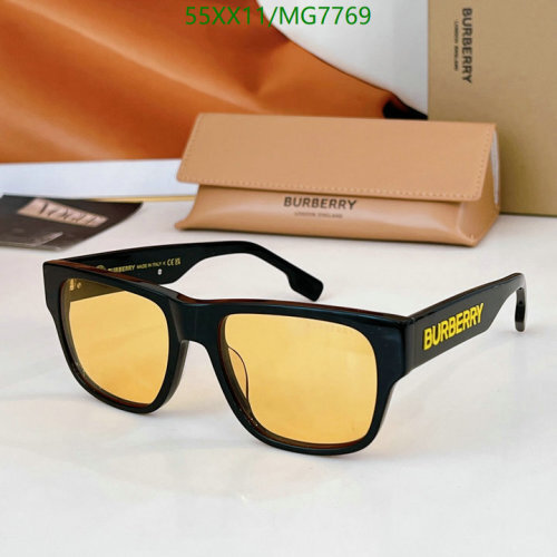 Burberry MG7769 Black Frame Sunglasses with Yellow Lens Size 54-20-145