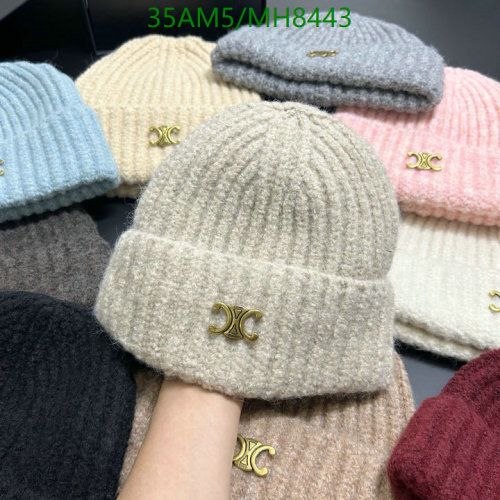 Celine Wool Beanie Hat with Triomphe Logo, Warm Winter Knit Cap