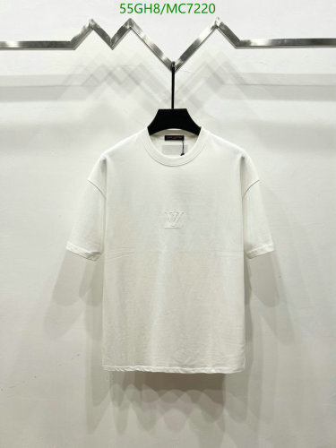 Louis Vuitton Men's White Cotton T-Shirt with Embossed Logo, Sizes S-XL