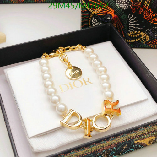 Dior Pearl Bracelet Gold-Tone Metal and White Resin Pearls, Adjustable Length
