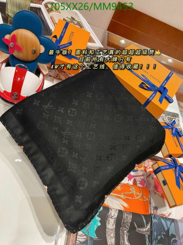 Louis Vuitton Monogram Shawl: Silk & Wool Blend, 140x140cm - Black