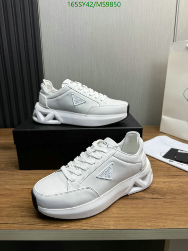 Prada Men's White Leather Sneakers - EU38-45, Stylish and Comfortable