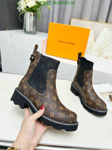 Louis Vuitton Women's MS9126 Ankle Boots in Monogram Cowhide & Lambskin