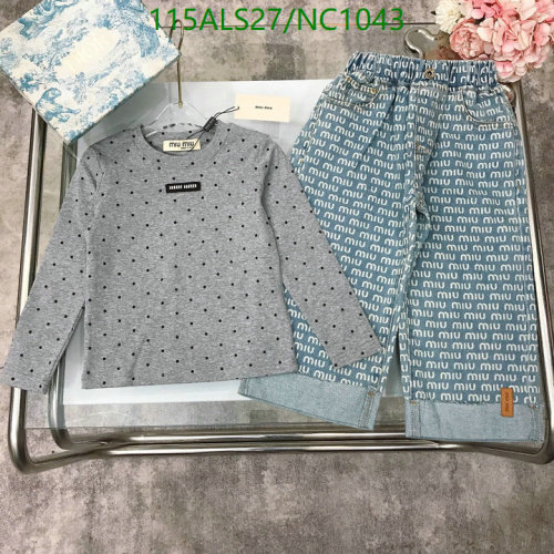 Miu Miu Kids' Polka Dot Top & Logo Denim Pants Set - Stylish Outfit