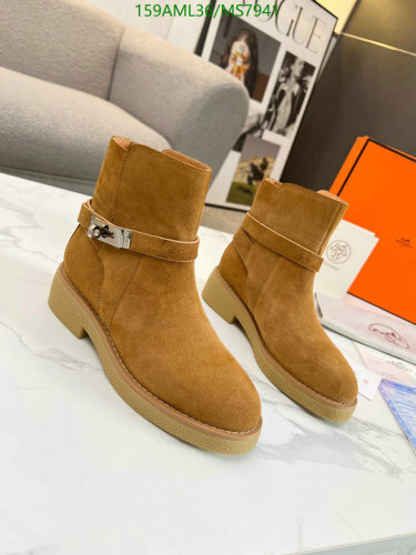 Hermès Women's Ankle Boots in Brown Suede with Signature Buckle Detail