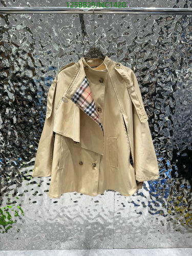 Burberry Women's Cotton Trench Coat with Classic Check Pattern - Beige
