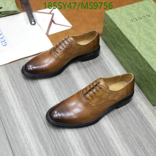 Gucci Men's Leather Oxford Shoes with GG Embossed Detail - Brown, EU38-EU45