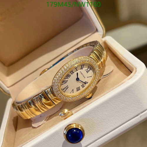 Cartier Baignoire Quartz Ladies Watch with Diamond Bezel and Gold Bracelet