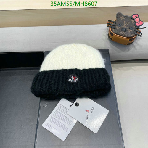 Moncler Wool Beanie Hat - Black & White, Warm Winter Knit Cap