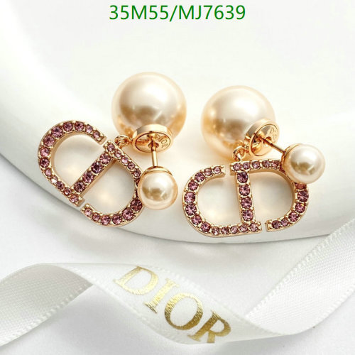 Dior Tribales Earrings Gold-Finish Metal and Pink Crystals with White Resin Pearls