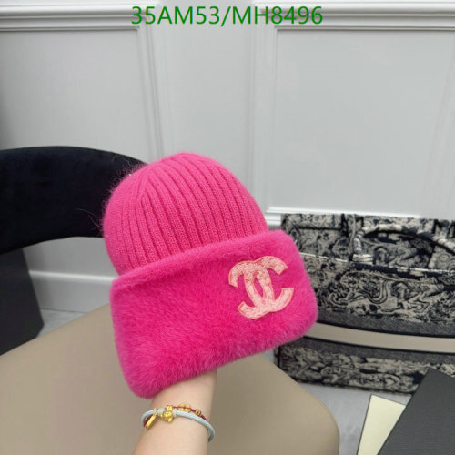 Chanel Pink Wool and Fur Beanie Hat, Warm Winter Hat for Women