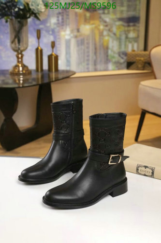 Gucci Women's Black Leather Ankle Boots with Iconic GG Pattern and Buckle Detail