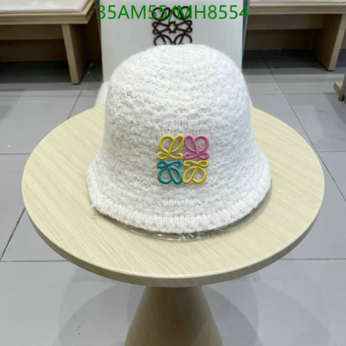 Loewe White Knit Bucket Hat with Anagram Logo, Stylish and Comfortable