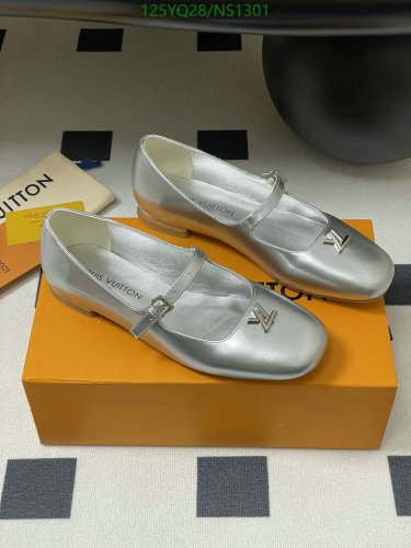 Louis Vuitton Women's Silver Leather Mary Jane Flats Shoes Size EU35-EU41