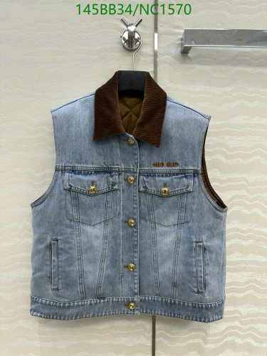 Miu Miu Denim Vest with Corduroy Collar | Sleeveless Cotton Jacket