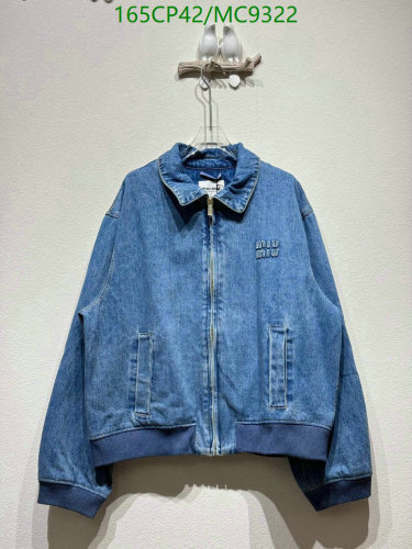 Miu Miu Women's Blue Denim Zip-Up Jacket With Logo, Sizes S-XL