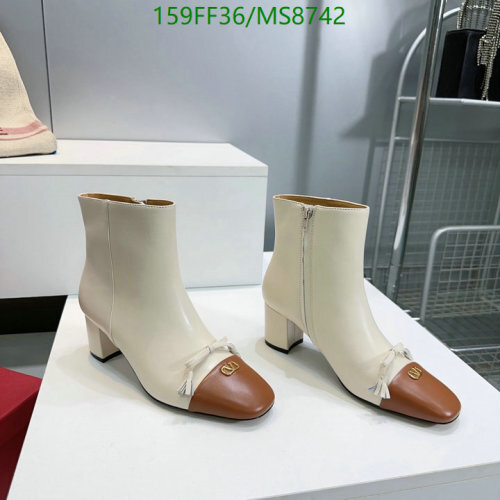 Valentino Cream & Brown Leather Heeled Ankle Boots, Women Shoes, EU35-EU41